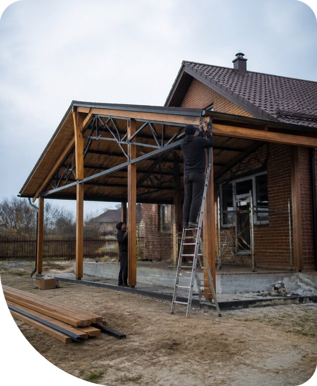Пристройка навеса к дому и участку в Медногорске под ключ